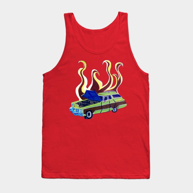 Flaming Station Wagon Tank Top by SPINADELIC